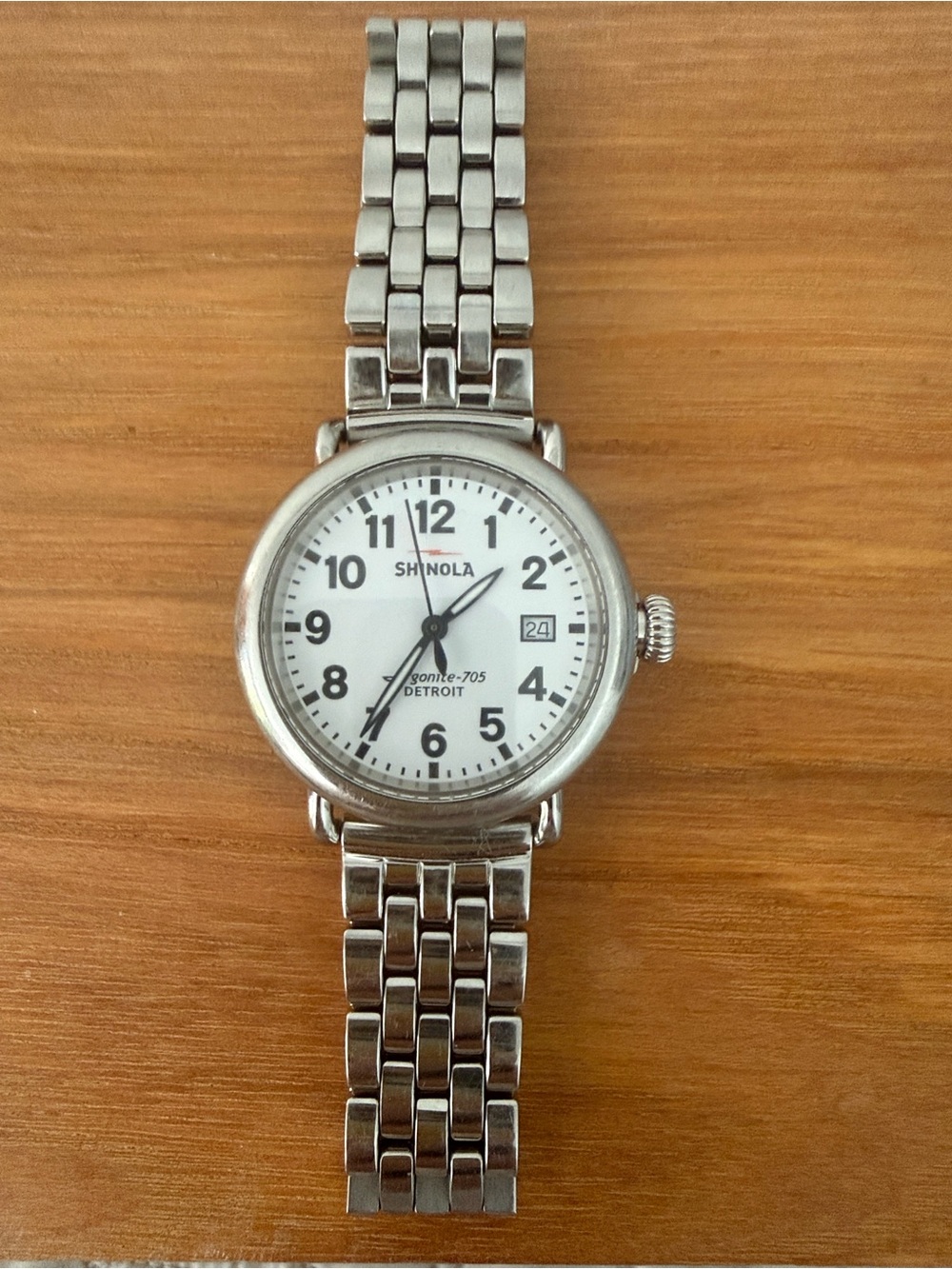 Shinola Silver and White Women's Stainless Steel Bracelet Watch